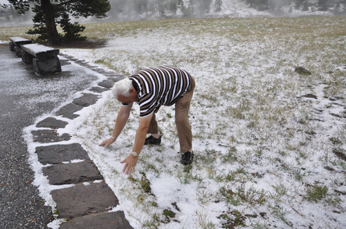 Lee Duquette plaiying in the hail